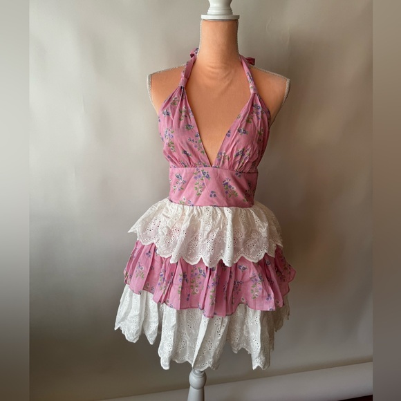 Sugar Thrillz Pink and White Lace Mini Dress - Picture 2 of 9